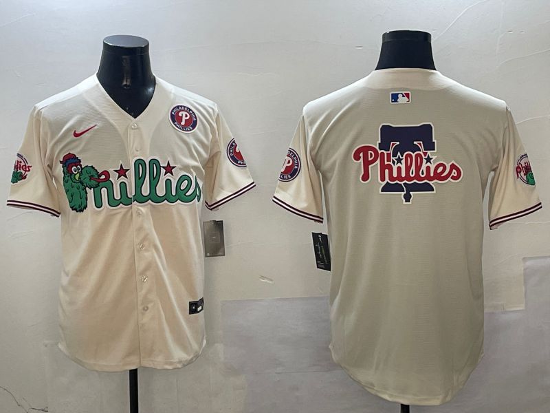 Men Philadelphia Phillies Blank Cream Three generations Joint Name Game 2025 Nike MLB Jersey style 5->philadelphia phillies->MLB Jersey